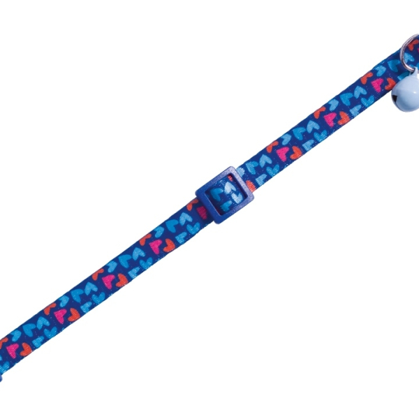Nobby Heart Dark Blue obojek s rolničkou pro kočky