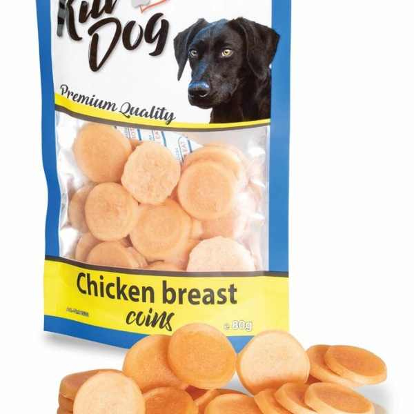 KIDDOG kuřecí mince z kuřecích prsou 80 g