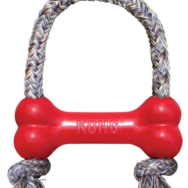 Kong Goodie Bone Medium gumová kost s lanem 14cm