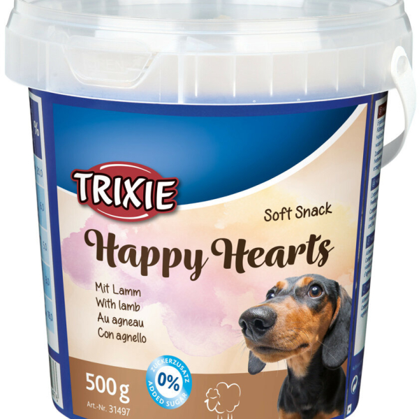 Soft Snack Happy Hearts - srdíčka jehněčí s rýží, kyblík 500 g