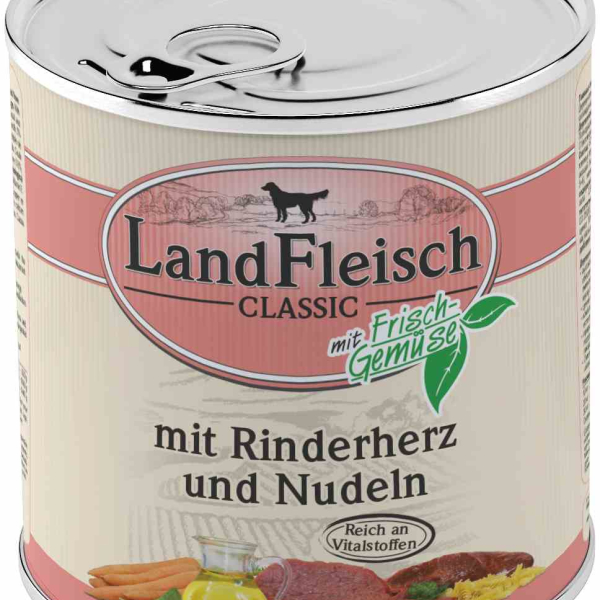 Landfleisch Dog Classic hovězí srdce s těstovinou