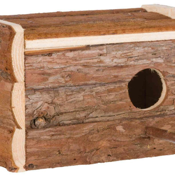 Hnízdící budka z přírodního dřeva pro andulky 21x13x12 cm