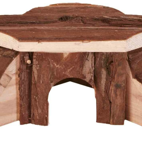 Dřevěný domek rohový THORDIS pro myši, křečky 21x7x19/19 cm