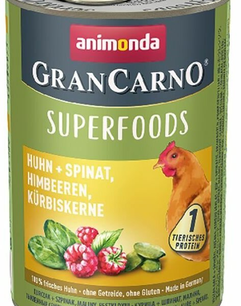 GRANCARNO Superfoods kuře,špenát,maliny,dýňová semínka pro psy