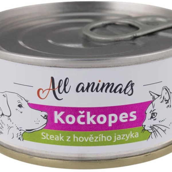 ALL ANIMALS konzerva KOČKOPES steak z hovězího jazyka, 100 g