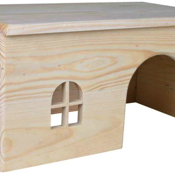 Dřevěný domek s rovnou střechou pro králíky 40 x 20 x 23 cm