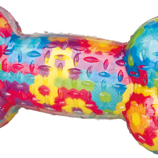Házecí různobarevná kost se zvukem, termoplastická guma (TPR) 17 cm