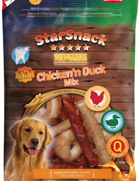 Nobby StarSnack BBQ Chicken Duck Mix pamlsky 130g