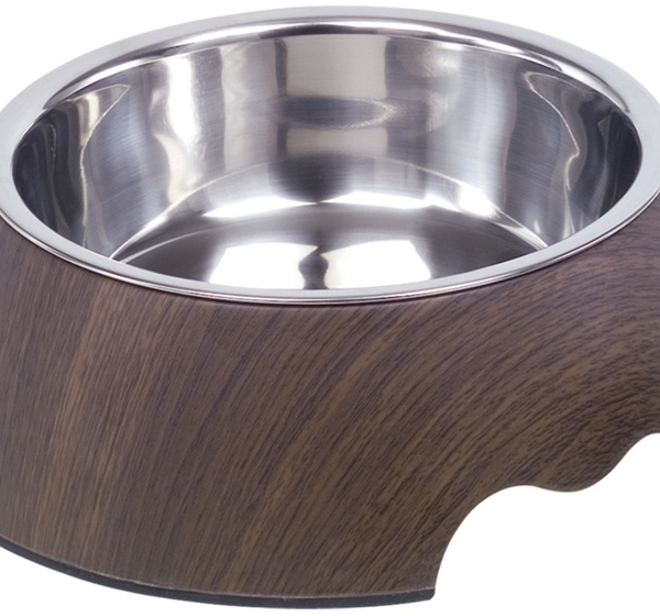 Nobby Dark Wood nerez miska v pouzdře dekor dřevo 700ml
