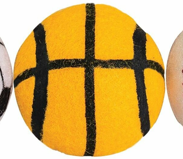 Balení-tenisový míč sportovní pískací 6,5 cm HIPHOP DOG (3 ks v bal.)