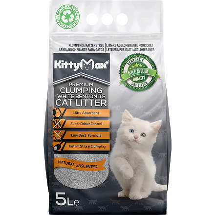KITTYMAX hrudkující, bezprašný bílý bentonit