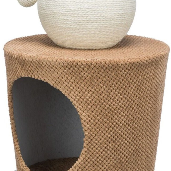 Jeskyně se škrabacím míčem, ø 36 × 50 cm, plyš/sisal, taupe