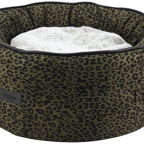 Nobby LEO komfortní oválný pelíšek leopardí hnědá 45x19cm
