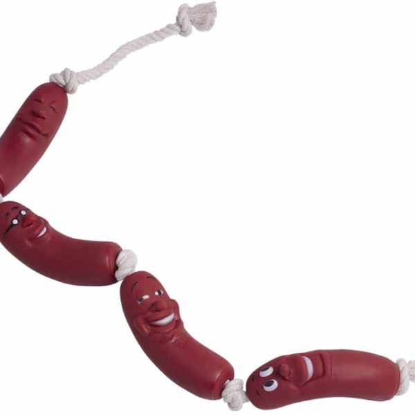 Nobby Classic hračka pro psy párky na laně vinyl 75 cm 1 ks