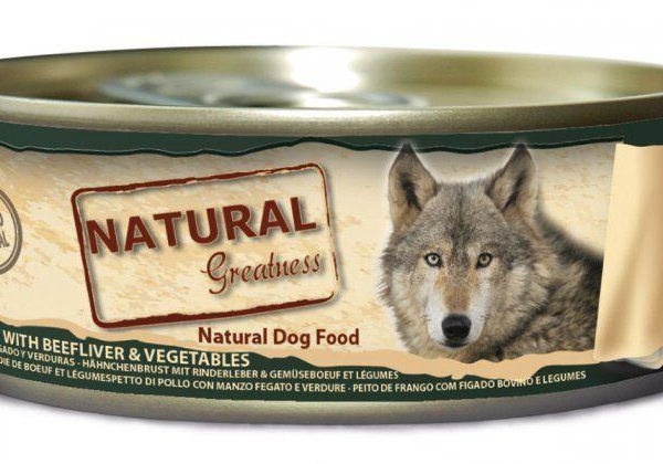 Natural Greatness kuřecí prsa, hovězí játra, zelenina, konzerva pro psy 156 g