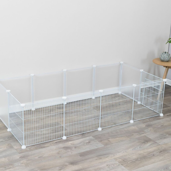 Interiérový výběh, kov/plast, 140 x 35 x 70 cm, bílá