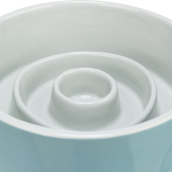 Keramická miska k pomalému krmení, kruhy, 0,45l / 14cm, šedomodrá