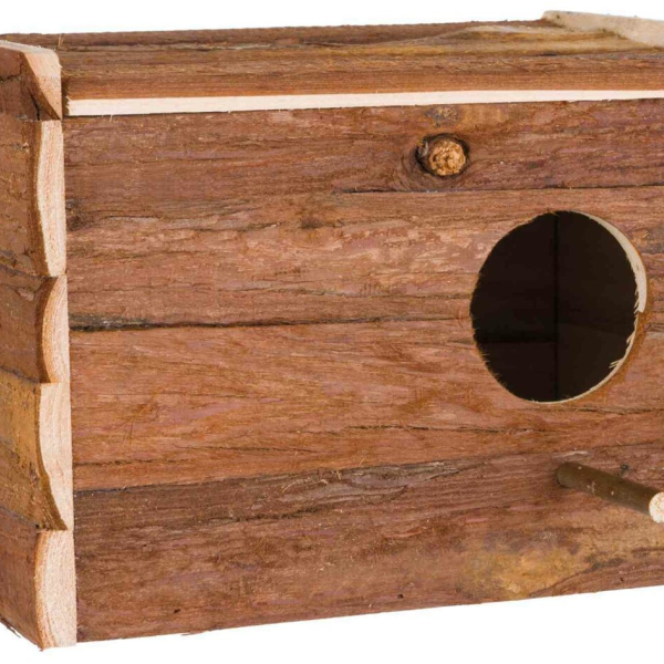 Hnízdící budka z přírodního dřeva pro korely 30x20x20 cm