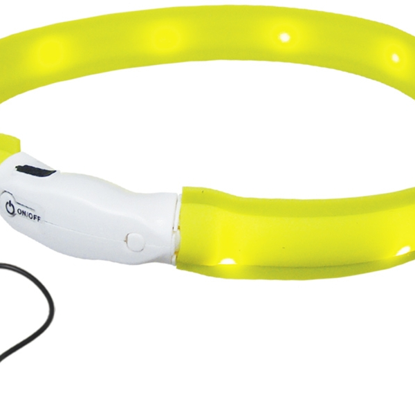 Nobby LED plochý svítící obojek pro psy žlutý