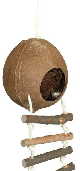 Kokosový domek pro křečky s žebříkem 13 x 56 cm