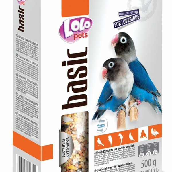 LOLO BASIC kompletní krmivo pro agapornisy 500 g krabička