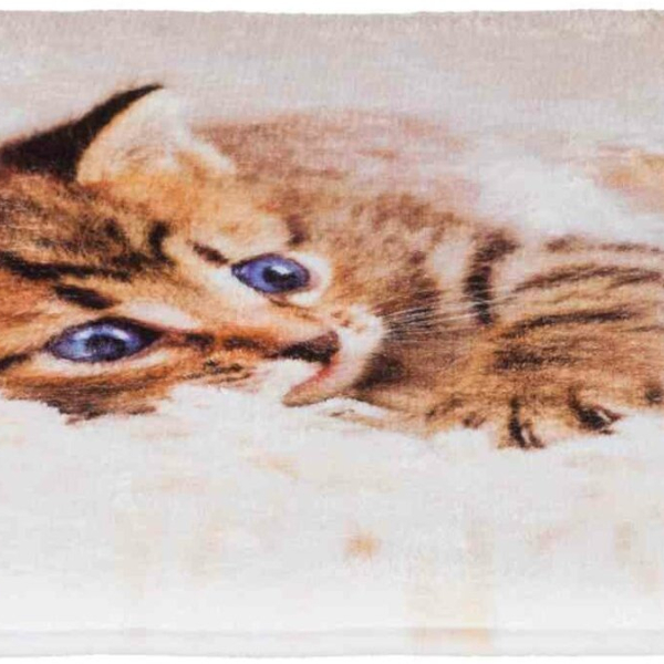 Plyšová podložka TILLY s koťátkem protiskluzová 50 x 40 cm
