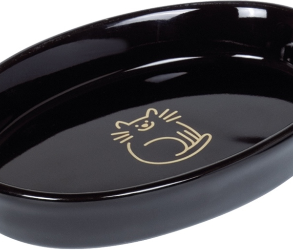 Nobby GOLDEN CAT oválná keramická miska černá se zlatým vzorem 17x11x2,5cm/0,12l