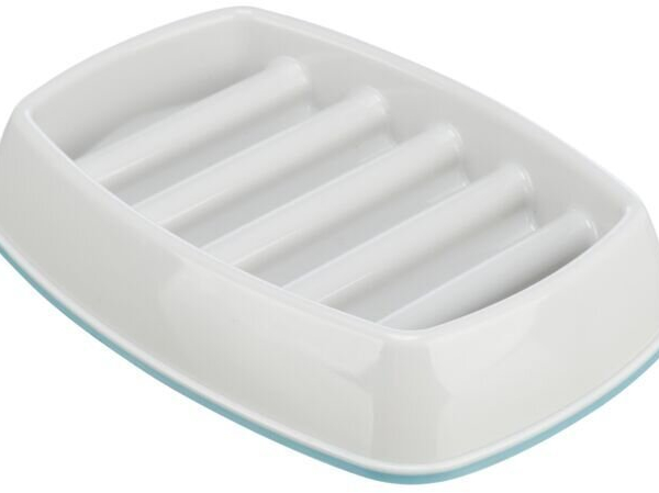 Miska k pomalému krmení, design mříž, 0,25l/21 ×14 cm, plast/TPR, šedá