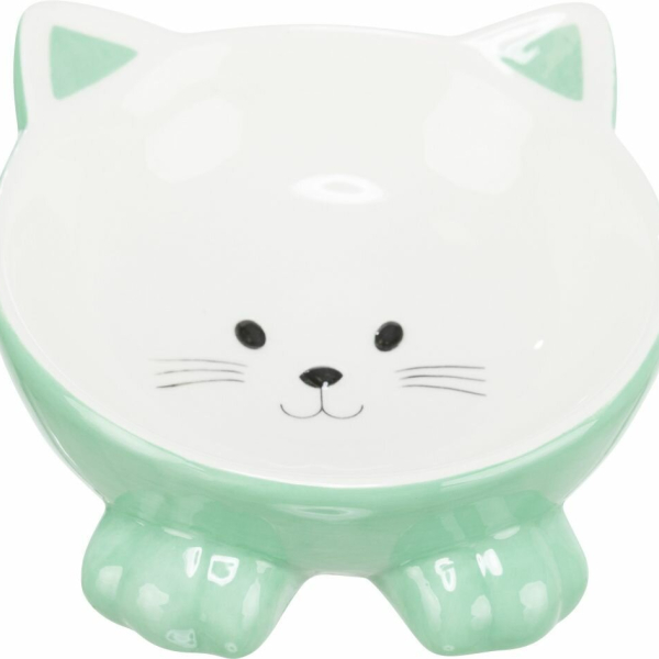 Keramická miska ergonomická 0.15 l/ø 14 cm, vyvýšená, tvar kočka