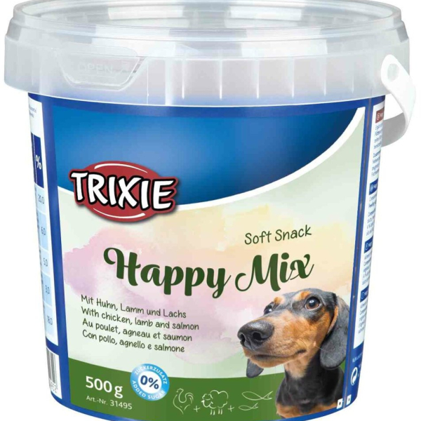 Soft Snack Happy MIX - kuře, jehněčí, losos, kyblík 500 g
