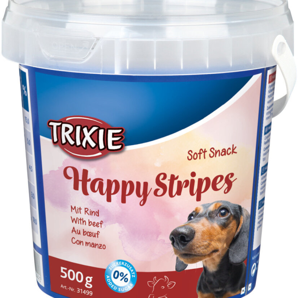 Soft Snack Happy Stripes - hovězí pásky, kyblík 500 g