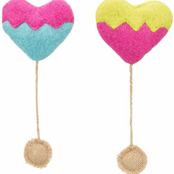 HEART - srdce, šustící hračka pro kočky s katnipem, 8 cm/18 cm, plsť/juta