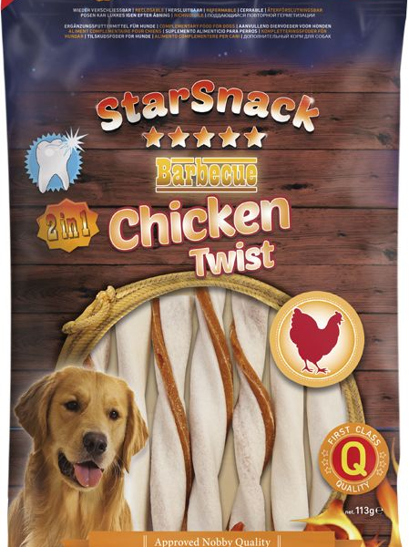 Nobby StarSnack BBQ Chicken Twist žvýkací tyčky M