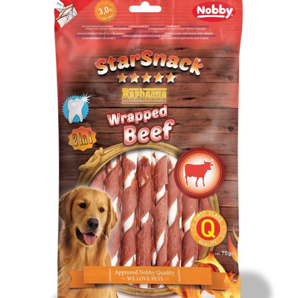 Nobby StarSnack BBQ Wrapped Beef pamlsky 70g