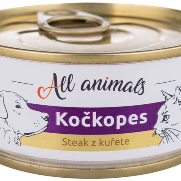 ALL ANIMALS konzerva KOČKOPES steak z kuřete, 100 g