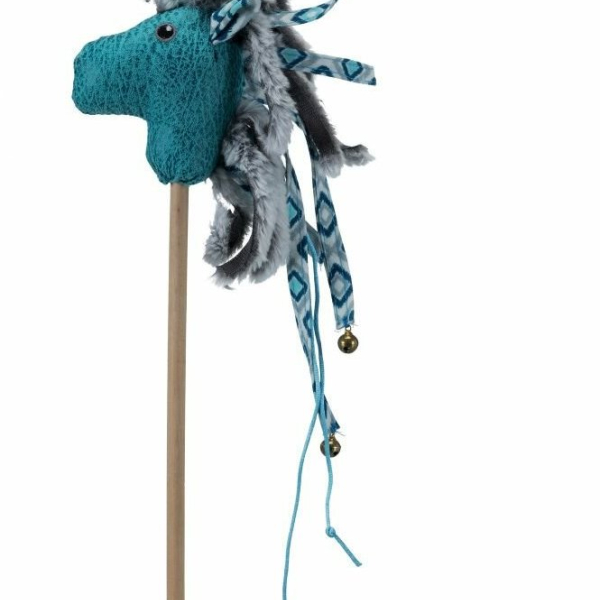 Plyšový kůň na tyčce, plyš/látka 37 cm - DOPRODEJ