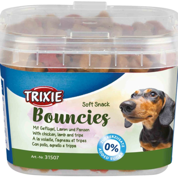 Soft Snack BOUNCIES mini kostičky kuřecí, jehněčí, dršťky 140 g