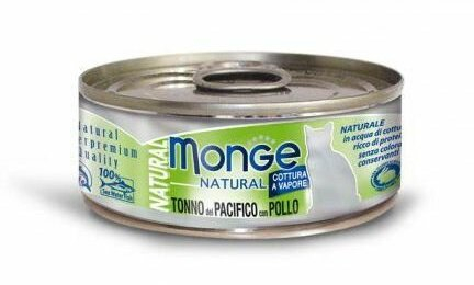 MONGE NATURAL kousky tuňáka s kuřecím masem pro kočky