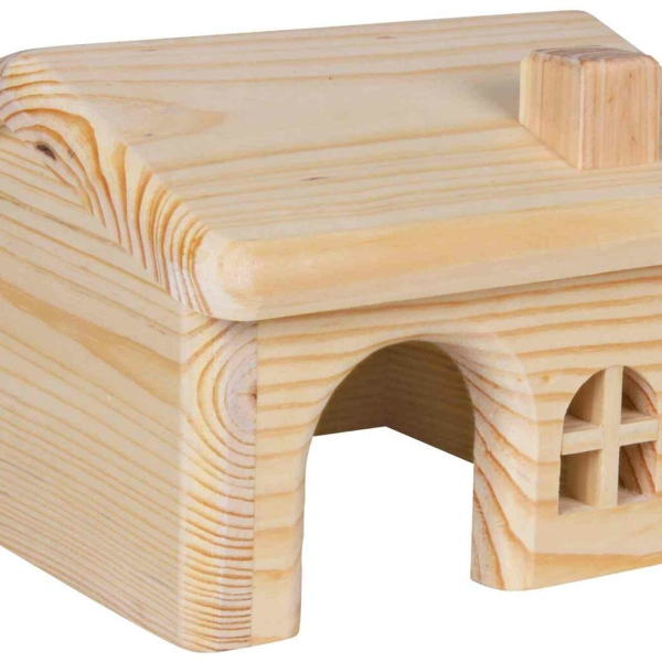 Dř. domek se sedlovou střechou pro myši a křečky 15x11x15cm