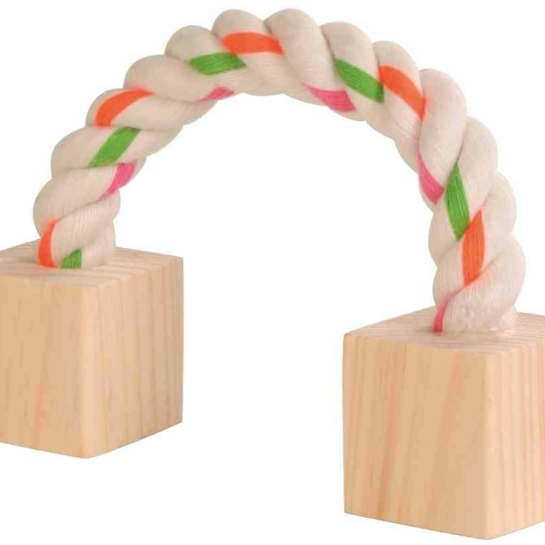 Bavlněný most s dřevěnými kostkami pro hlodavce 20 cm