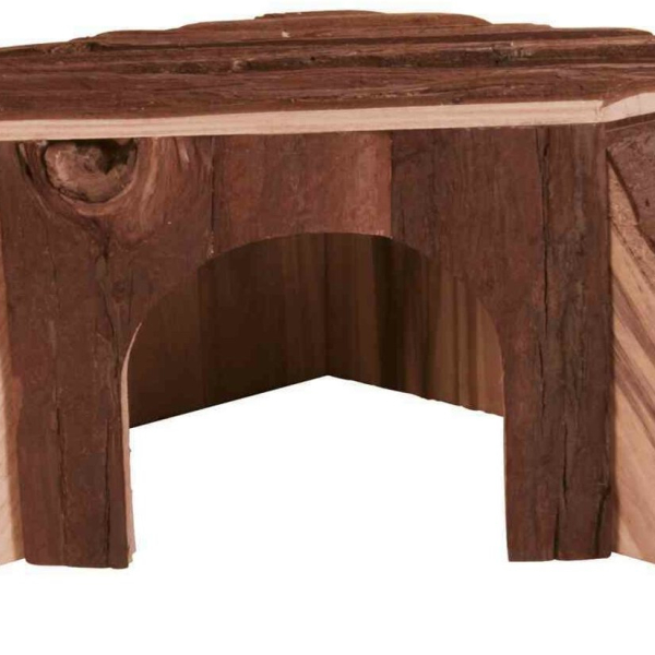 Dřevěný domek rohový THORDIS pro činčilu, morče 35 x 15 x 37/37 cm