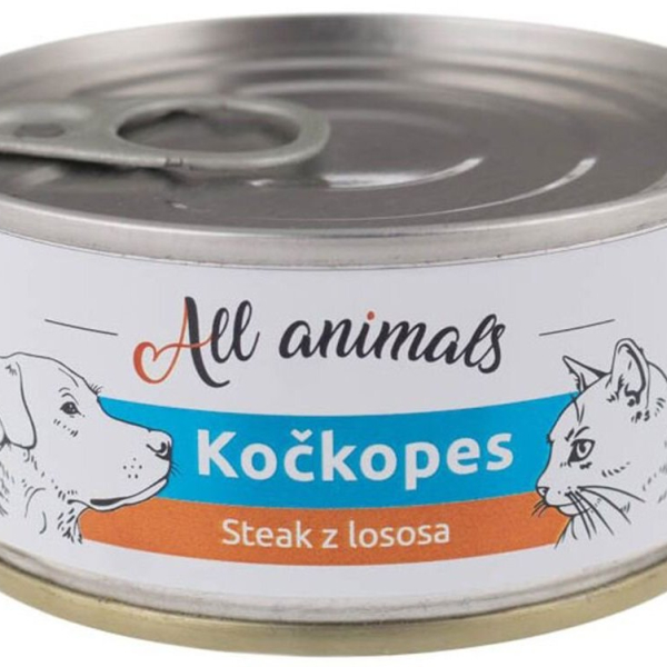 ALL ANIMALS konzerva KOČKOPES steak z lososa, 100g