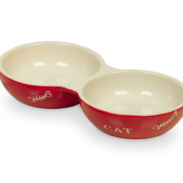 Nobby Cat keramická dvojmiska 22 cm 2x130ml