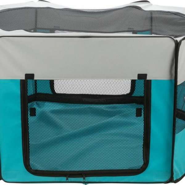 Výběh pro zakrslé králíky, ø 150 × 65 cm, polyester, tyrkysová/světlešedá