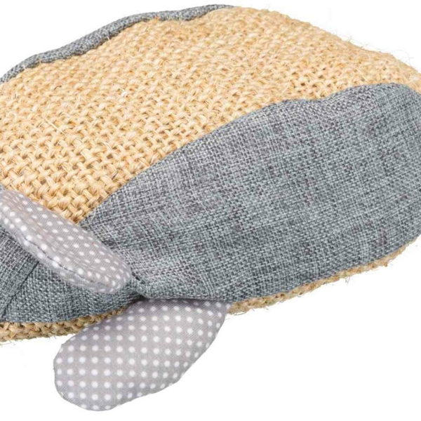 Sisalová myš, sisal/látka 30 cm přírodní/šedá