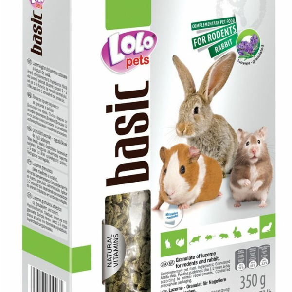 LOLO BASIC granulovaná vojtěška pro hlodavce 350 g krabička