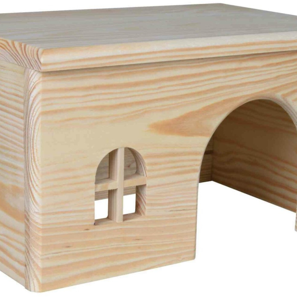 Dř. domek s rovnou střechou pro morčata 28x16x18cm
