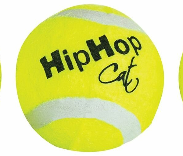 Balení-tenisový míček s rolničkou 4 cm HIPHOP CAT (3 ks v bal.)