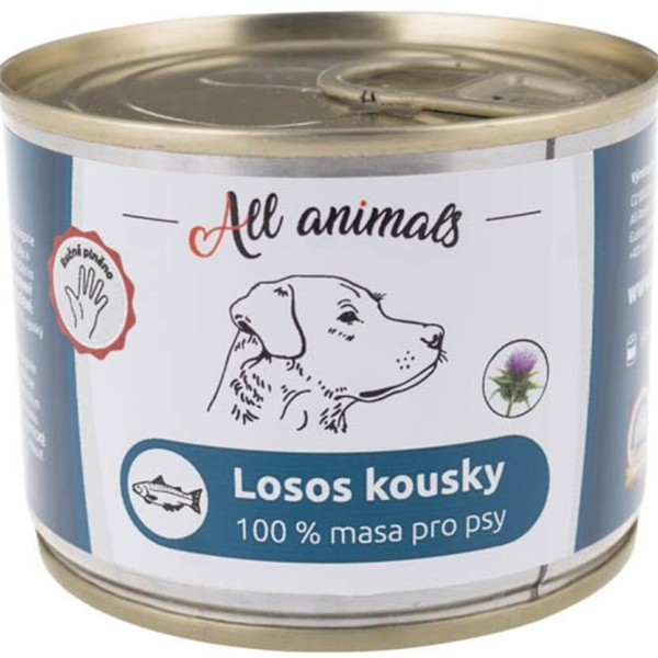 ALL ANIMALS losos kousky, konzerva pro psy, 200g