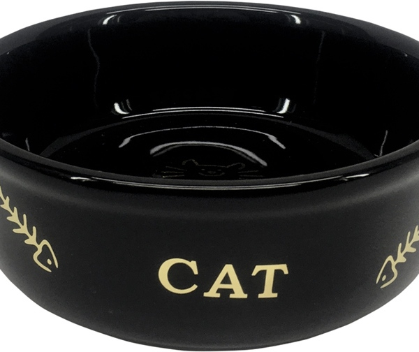 Nobby GOLDEN CAT keramická miska pro kočky černá se zlatým vzorem 13,5x4,5cm/0,25l